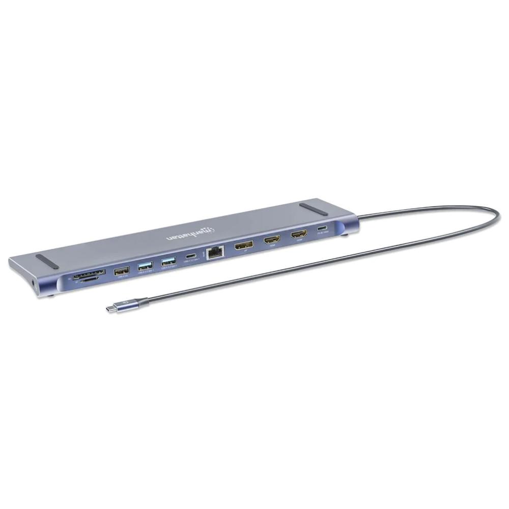 MANHATTAN Dokovací stanice USB-C 12v1,  1xDP,  2xHDMI,  2xUSB-C,  3xUSB,  1xRJ45,  čtečka SD karet,  šedá2 