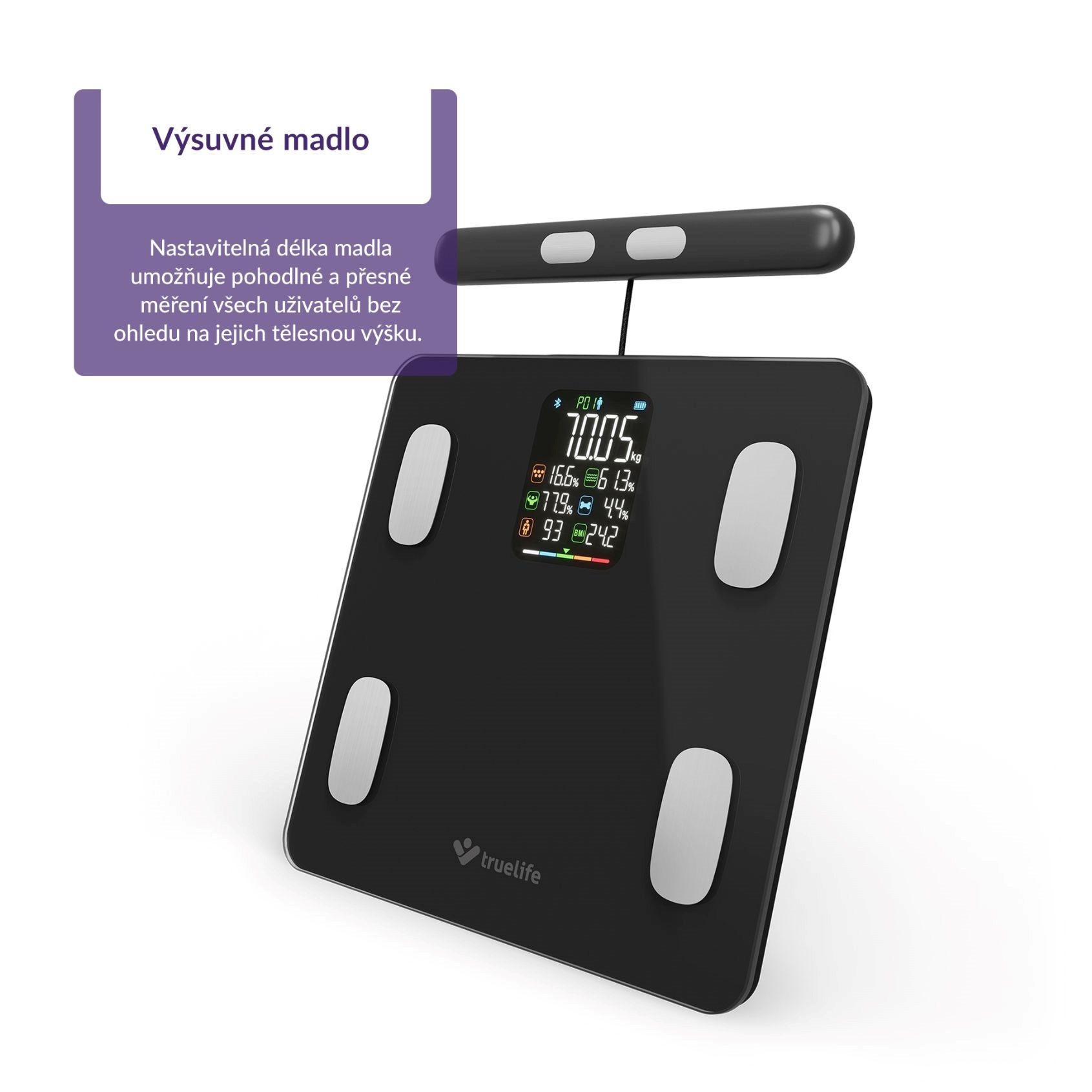TrueLife FitScale W8 BT Black - osobní diagnostická bluetooth váha4 