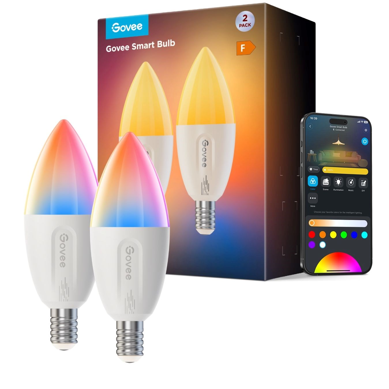 Govee Smart žárovka RGBWW 5W-50W 450lm E14 Long Life 2ks Matter0 