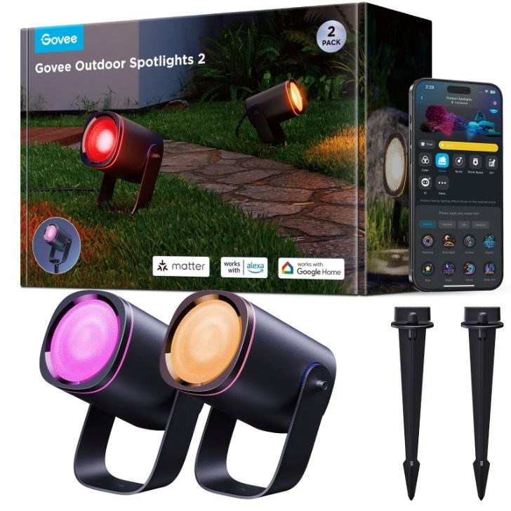Govee RGBWW Smart zahradní reflektory 750lm 2ks Matter3 