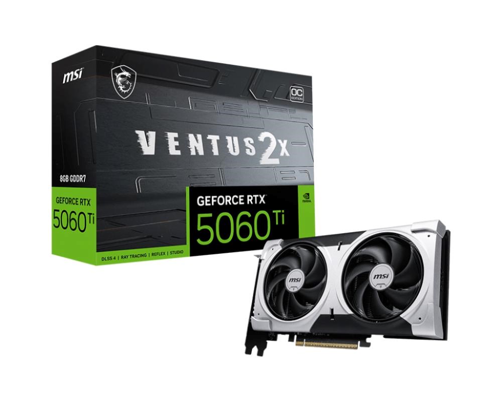 MSI VGA NVIDIA GeForce RTX 5060 Ti 8G VENTUS 2X OC PLUS,  RTX 5060 Ti,  8GB GDDR7,  3xDP,  1xHDMI2 