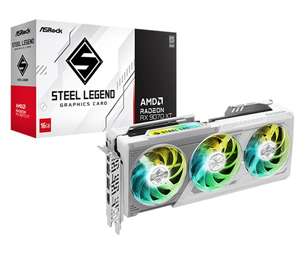 ASRock VGA AMD Radeon RX 9070 XT Steel Legend 16GB,  RX 9070 XT,  16GB GDDR6,  3xDP,  1xHDMI5 