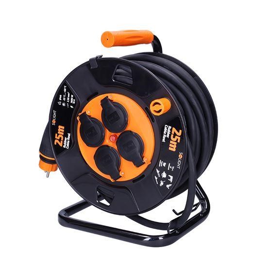 Solight 4z prodlužovací přívod - na bubnu,  25m guma H07RN-F,  3x 2, 5mm2,  IP440 