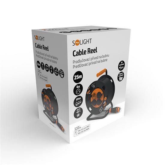 Solight 4z prodlužovací přívod - na bubnu,  25m guma H07RN-F,  3x 2, 5mm2,  IP447 