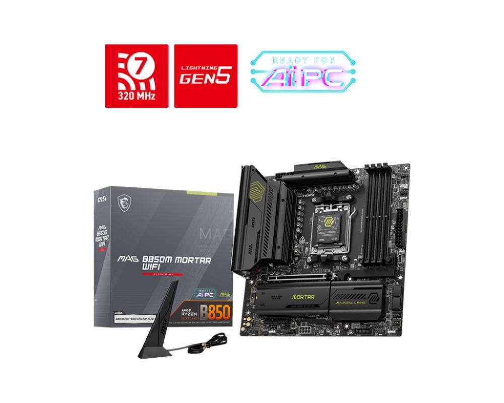 MSI MB Sc AM5 MAG B850M MORTAR WIFI,  AMD B850,  4xDDR5,  1xHDMI,  WiFi,  mATX2 