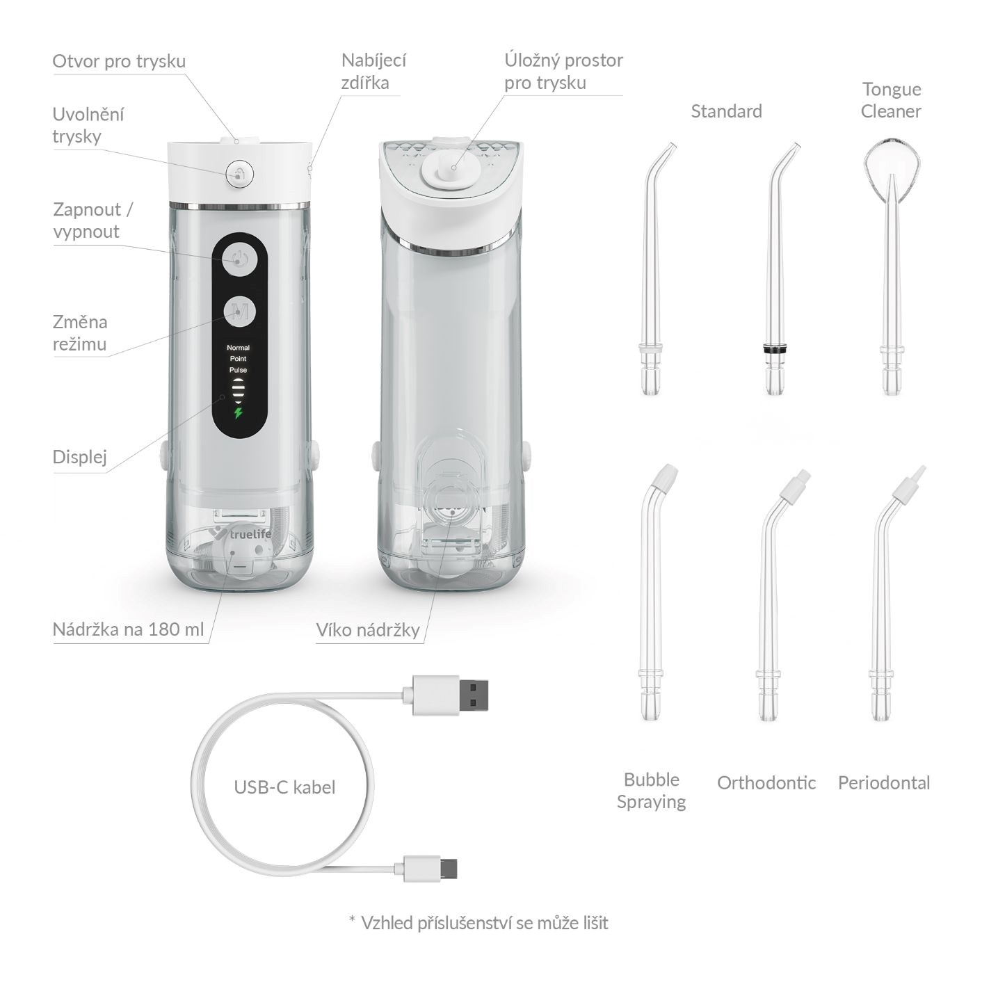 TrueLife AquaFloss Mini M50 - ústní sprcha - bílá10 