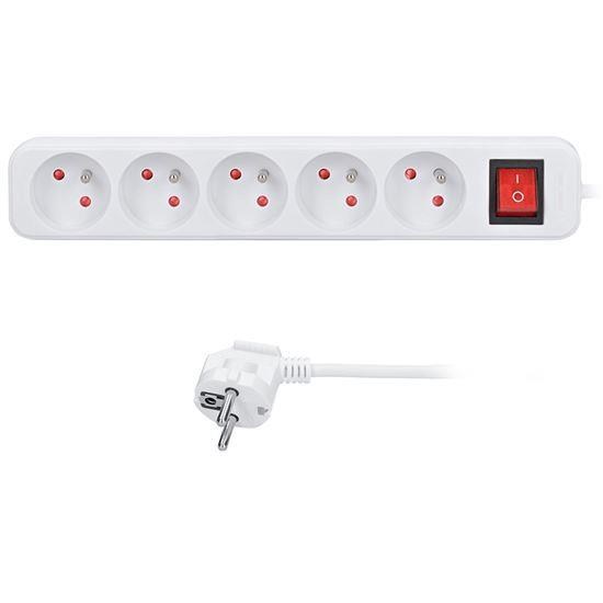 Solight prodlužovací přívod 5m,  5 zásuvek,  vypínač,  16A/ 3680W,  PVC,  bílý1 
