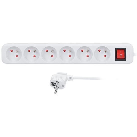 Solight prodlužovací přívod 5m,  6 zásuvek,  vypínač,  16A/ 3680W,  PVC,  bílý0 