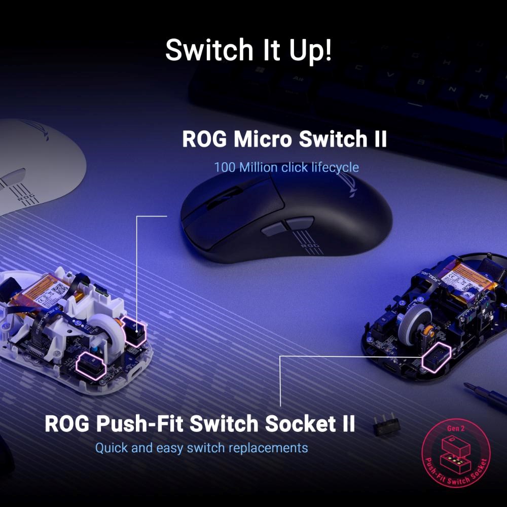 ASUS myš ROG Keris II Origin,  bezdrátová herní myš,  černá9 