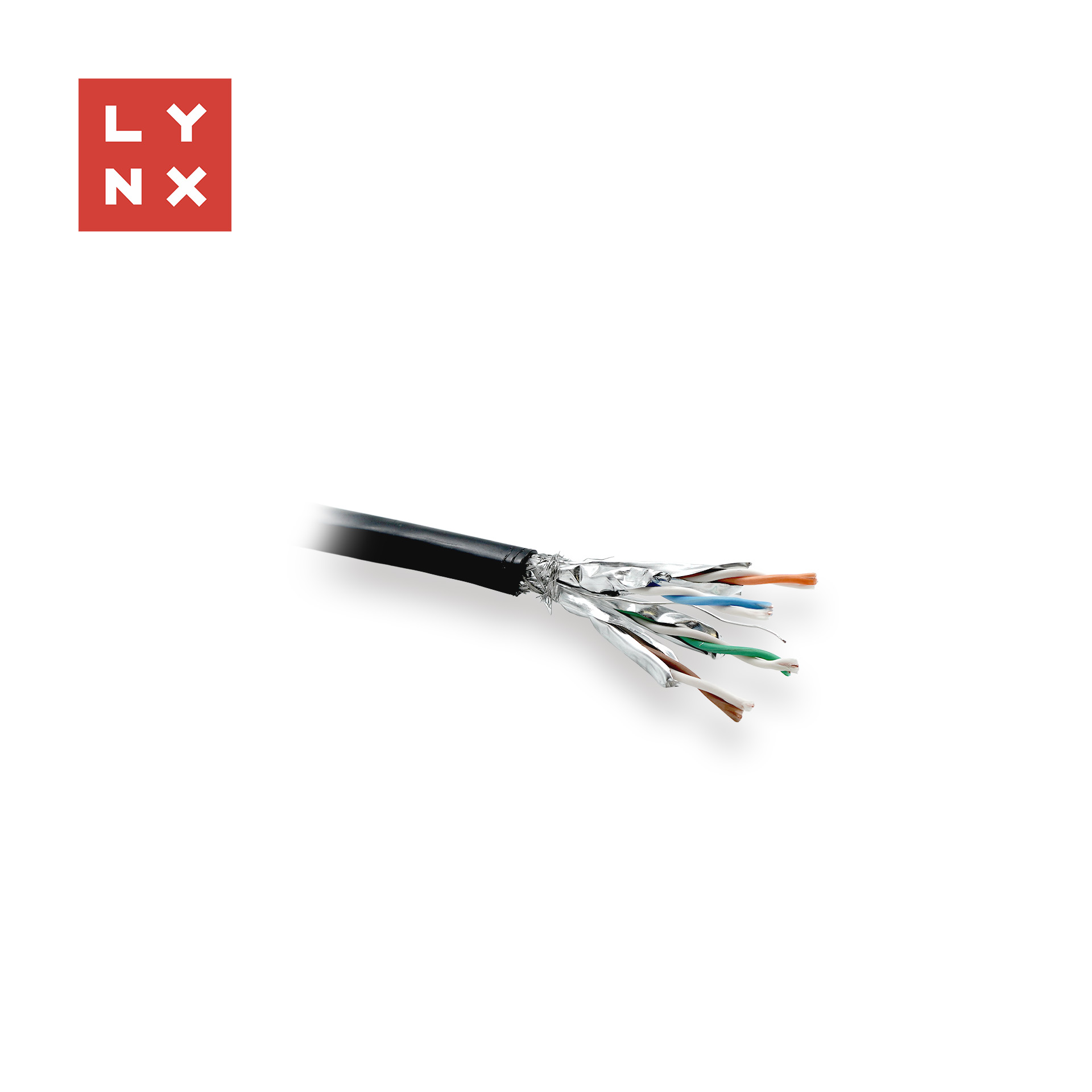 LYNX SFTP kabel,  Cat6a,  PE,  celoměděný,  venkovní,  černý,   cívka 500m0 