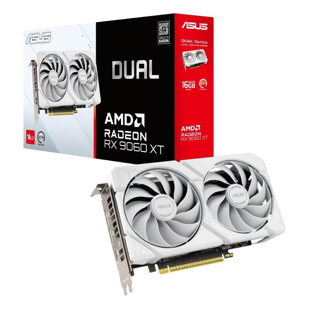 ASUS VGA AMD Radeon RX 9060 XT DUAL 16GB WHITE,  RX 9060 XT,  16GB GDDR6,  2xDP,  1xHDMI0 