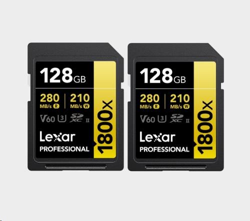 Lexar SDXC Pro 1800x U3 UHS-II R280/ W210 (V60) 128GB - 2pack0 