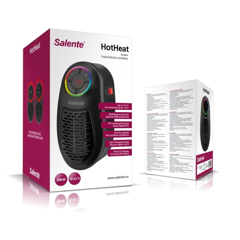 Salente HotHeat, teplovzdušný mini ventilátor, 500 W, čierny