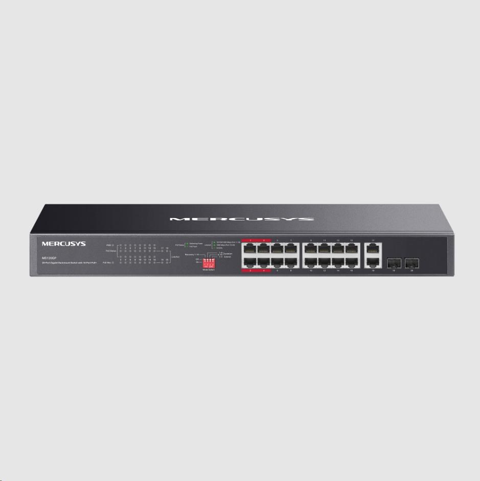 MERCUSYS switch MS120GP (16xGbE, 14xPoE+, 2xGbE/ SFPcombo, 192W)0 