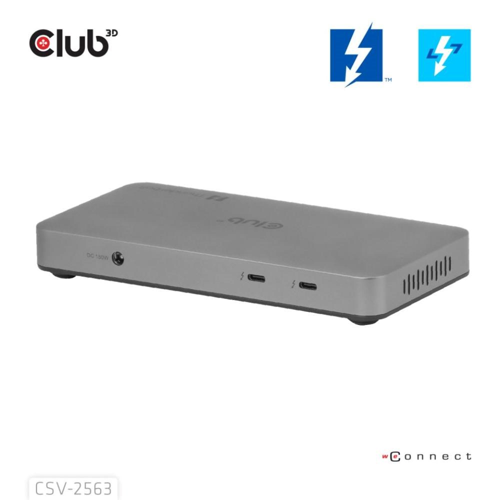 Club3D hub Thunderbolt 5 5v1,  3x USB-C TB5,  1x USB-A,  1x8K60Hz,  3x 5K60Hz,  certifikace Thunderbolt Share,  180W6 