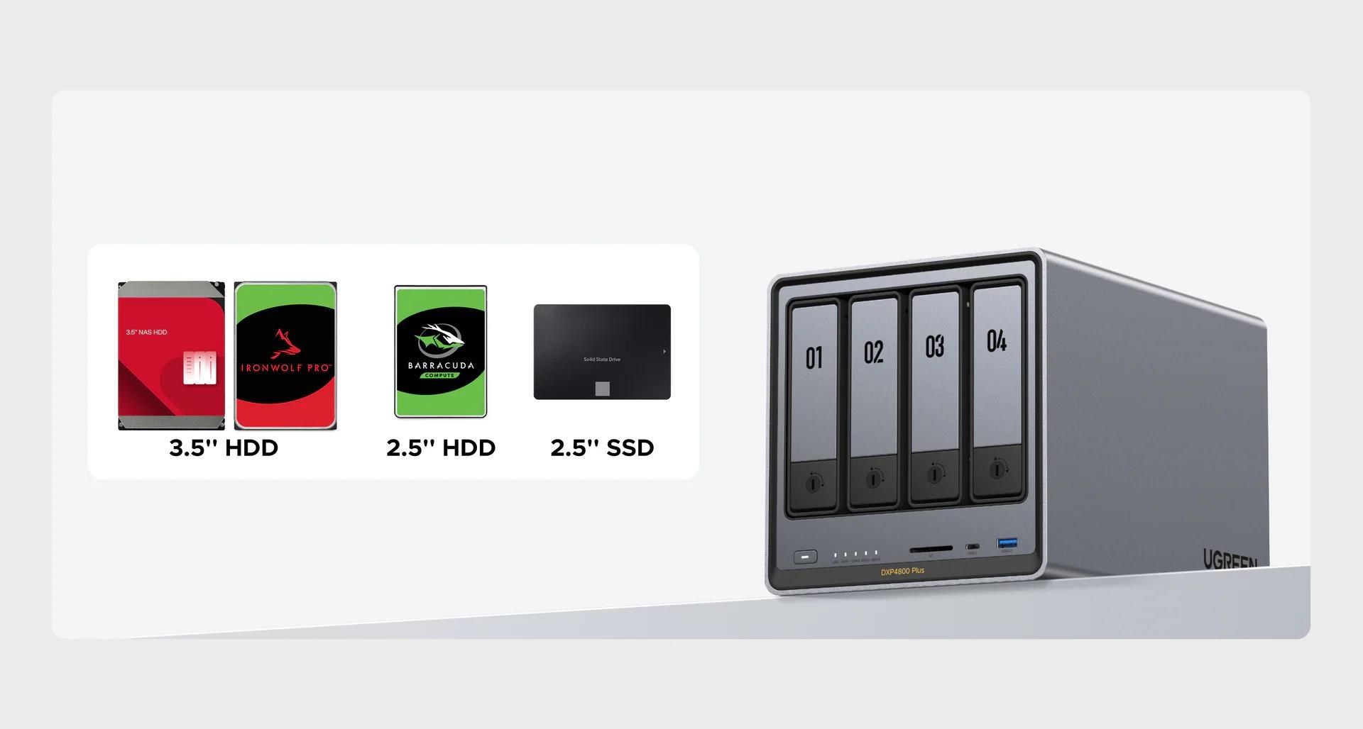 UGREEN NASync DXP4800 Plus (6C/ Gold8505/ 4, 4GHz/ 8GBRAM/ 4xSATA/ 2xM.2/ 1x2, 5GbE/ 1x10GbE/ 2xUSB2.0/ 2xUSB3.2/ 1xUSB-C/ HDMI/ SD)7 