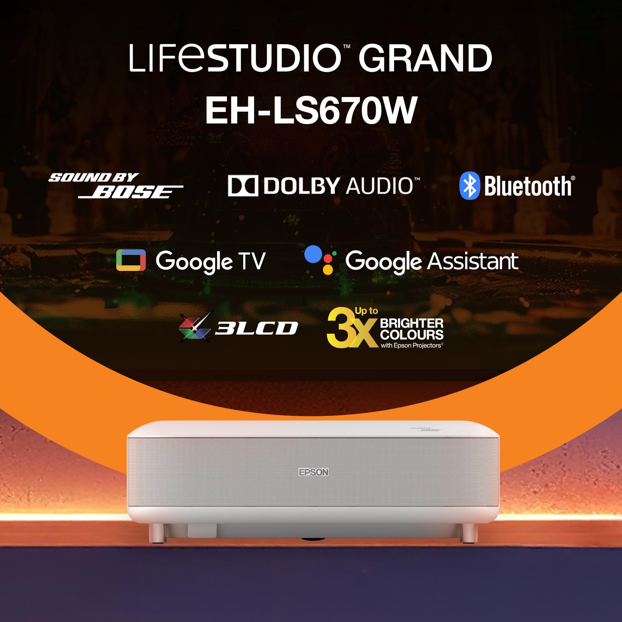 Epson Lifestudio Grand – EH-LS670W diamantová biela,  4K PRO-UHD,  3600lm,  HDMI,  USB,  Google TV,  240Hz7 
