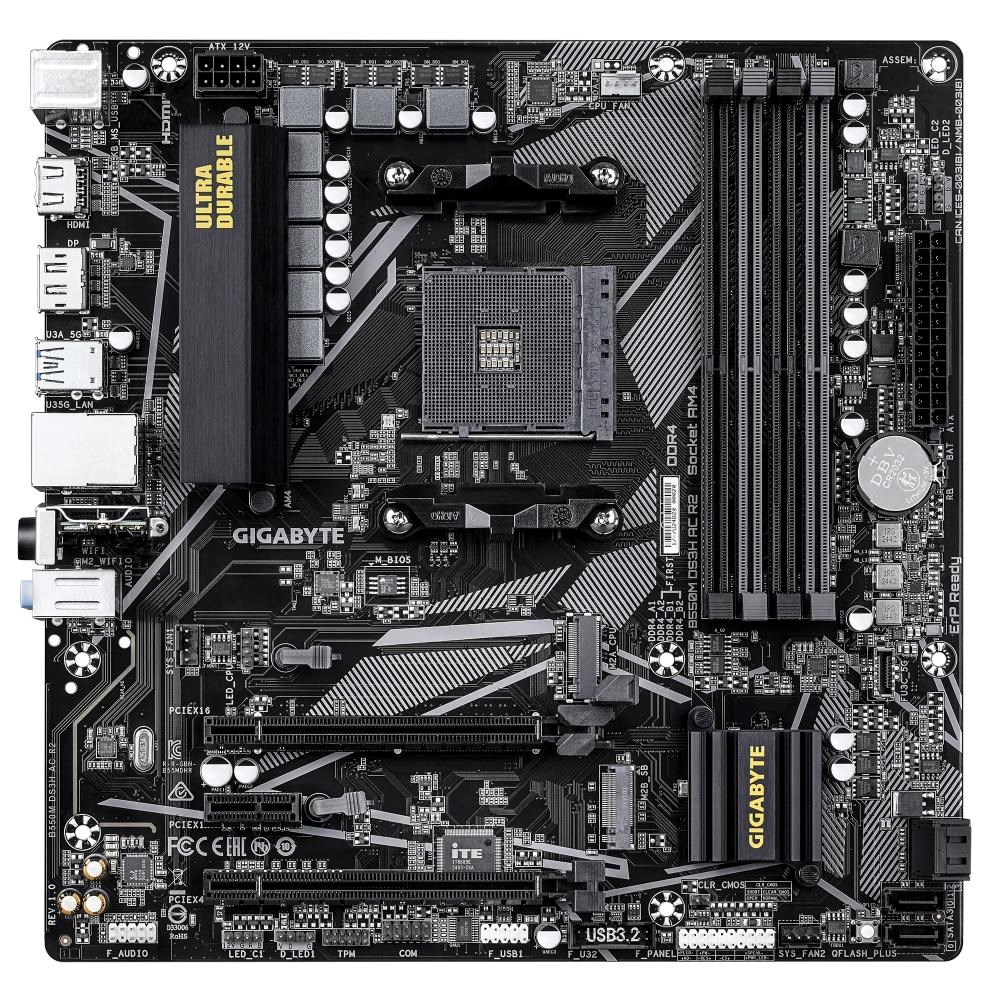 GIGABYTE MB Sc AM4 B550M DS3H AC R2,  AMD B550,  4xDDR5,  DP,  HDMI,  mATX1 