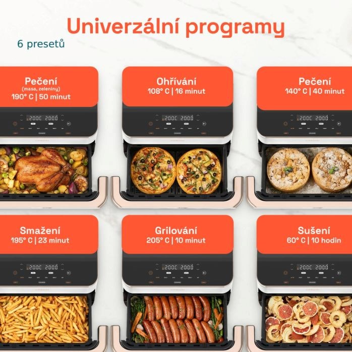 BAZAR - Cosori TF101S Dual blaze TwinFry 10l hozkovzdušná fritéza - bílá - Poškozený obal (Komplet)5 