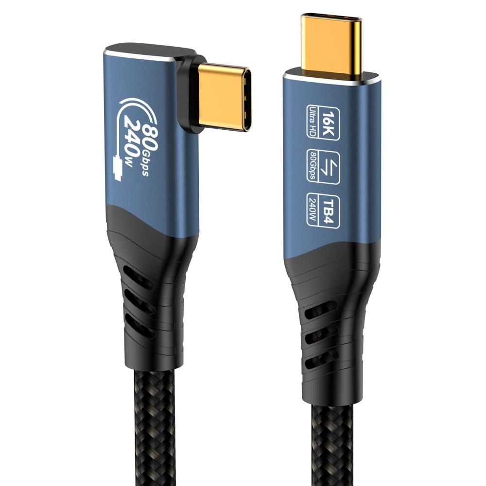 PREMIUMCORD Kabel USB4™ Version2.0 80Gbps 16K@60Hz 240W Thunderbolt 3 a 4 kabel zahnutý 0, 8m3 