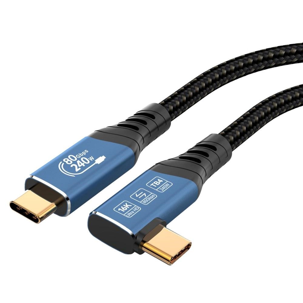 PREMIUMCORD Kabel USB4™ Version2.0 80Gbps 16K@60Hz 240W Thunderbolt 3 a 4 kabel zahnutý 0, 8m2 