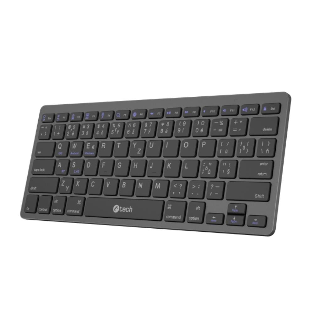 C-TECH Klávesnice KB-120S Dual mode,  bezdrátová,  BT5.0 + 2, 4GHz,  USB nano receiver,  CZ/ SK1 