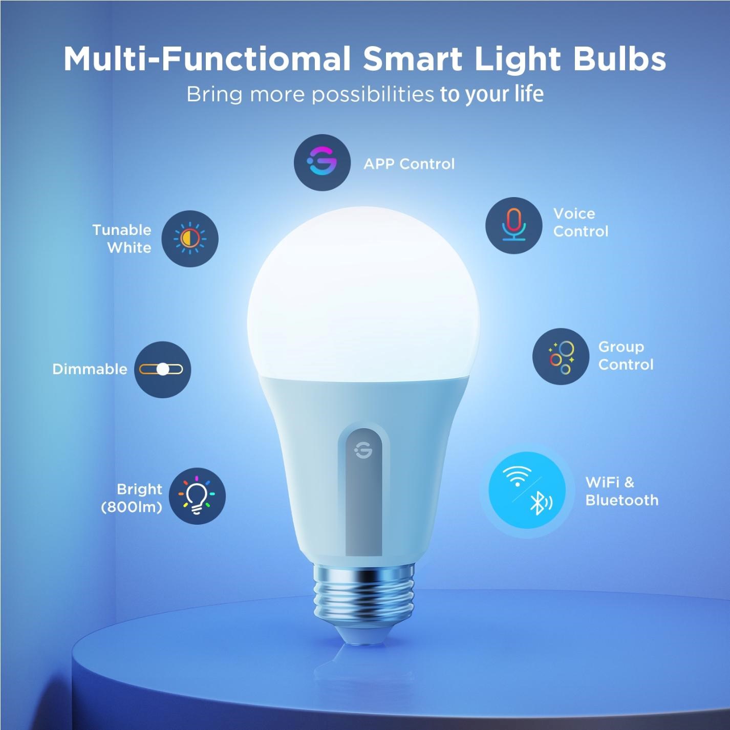 Govee Smart žárovka WW 9W-60W 800lm E27 2ks Long Life,  Matter3 