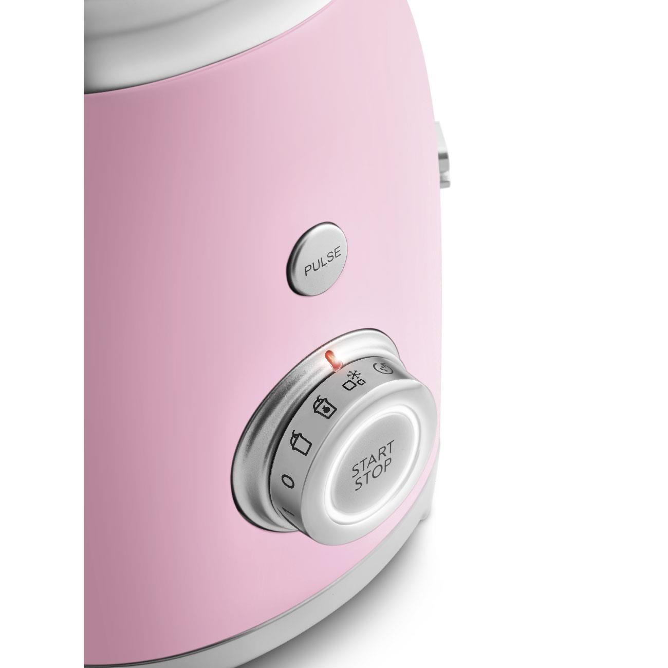 Smeg BLF03PKEU mixér,  800 W,  4 programy,  funkce pulse,  18000 RPM,  nerezové ostří,  Ice crush,  50"s Style,  růžový5 