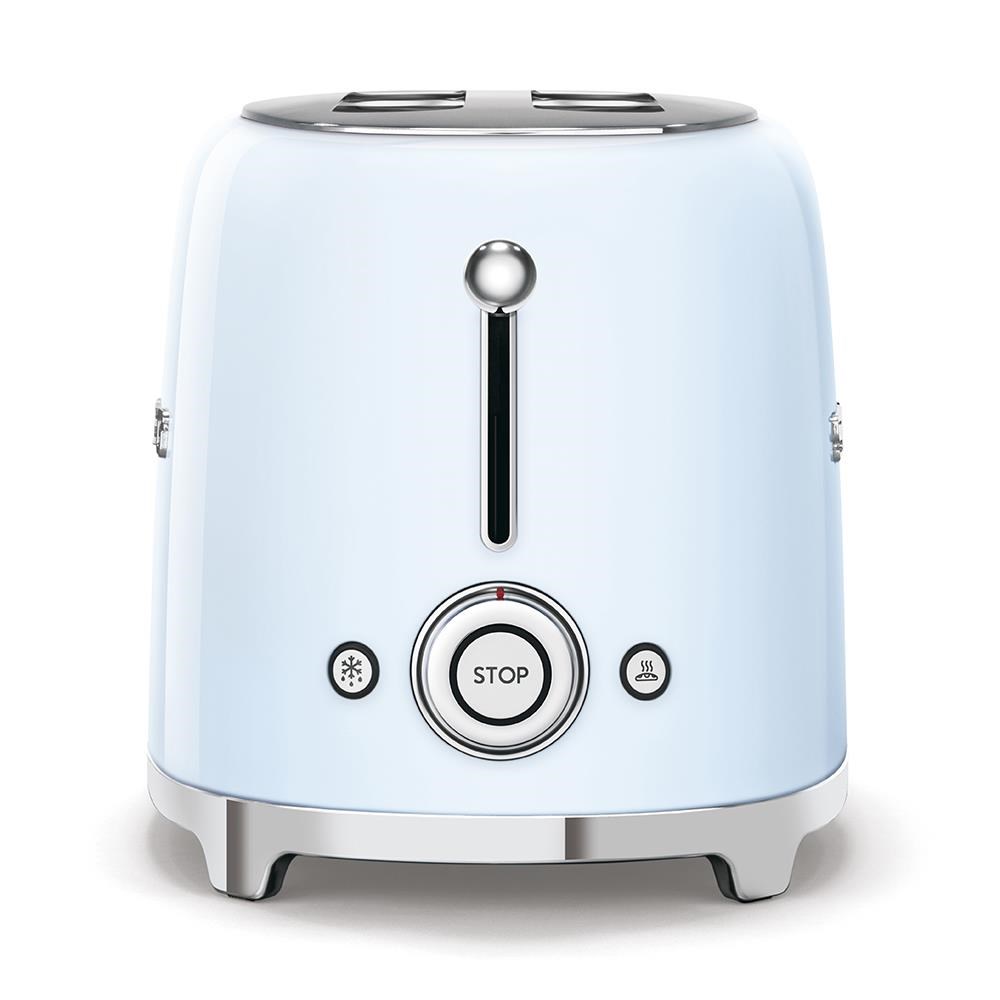 Smeg TSF02PBEU,  toustovač /  topinkovač,  4 toasty,  6 úrovní opékání,  zásuvka na drobky,  styl. 50. let,  pastelově modrý2 