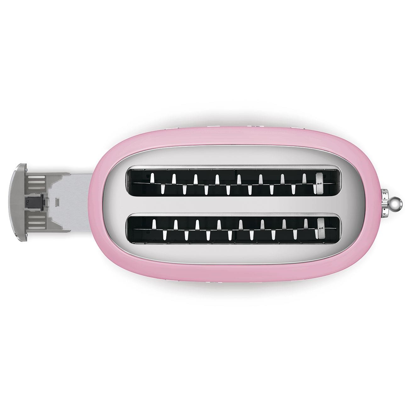 Smeg TSF02PKEU,  toustovač /  topinkovač,  4 toasty,  6 úrovní opékání,  zásuvka na drobky,  styl. 50. let,  růžový2 