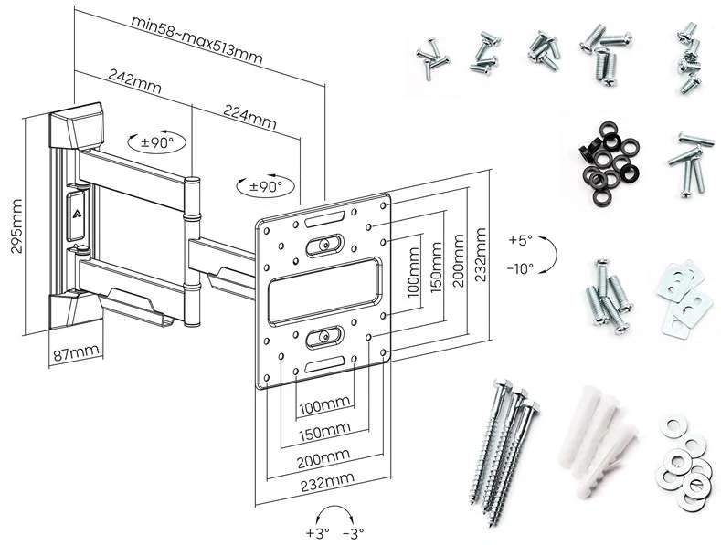 Polohovatelný držák Tv monitoru Fiber Mounts FM39b
4 