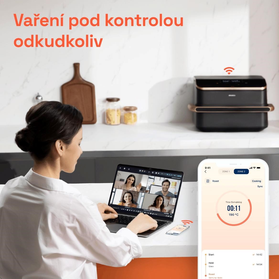 Cosori Dual Blaze TwinFry chytrá horkovzdušná fritéza 10 L,  keramika,  černá11 