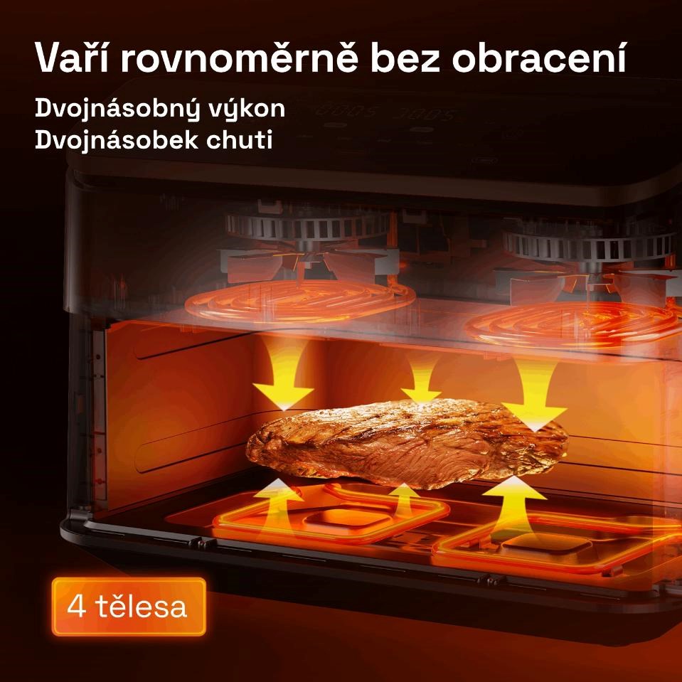Cosori Dual Blaze TwinFry chytrá horkovzdušná fritéza 10 L,  keramika,  černá4 