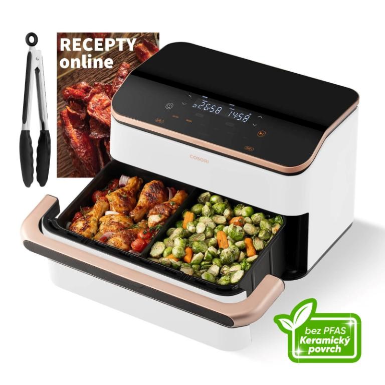 Cosori Dual Blaze TwinFry chytrá horkovzdušná fritéza10 L,  keramika,  bílá1 