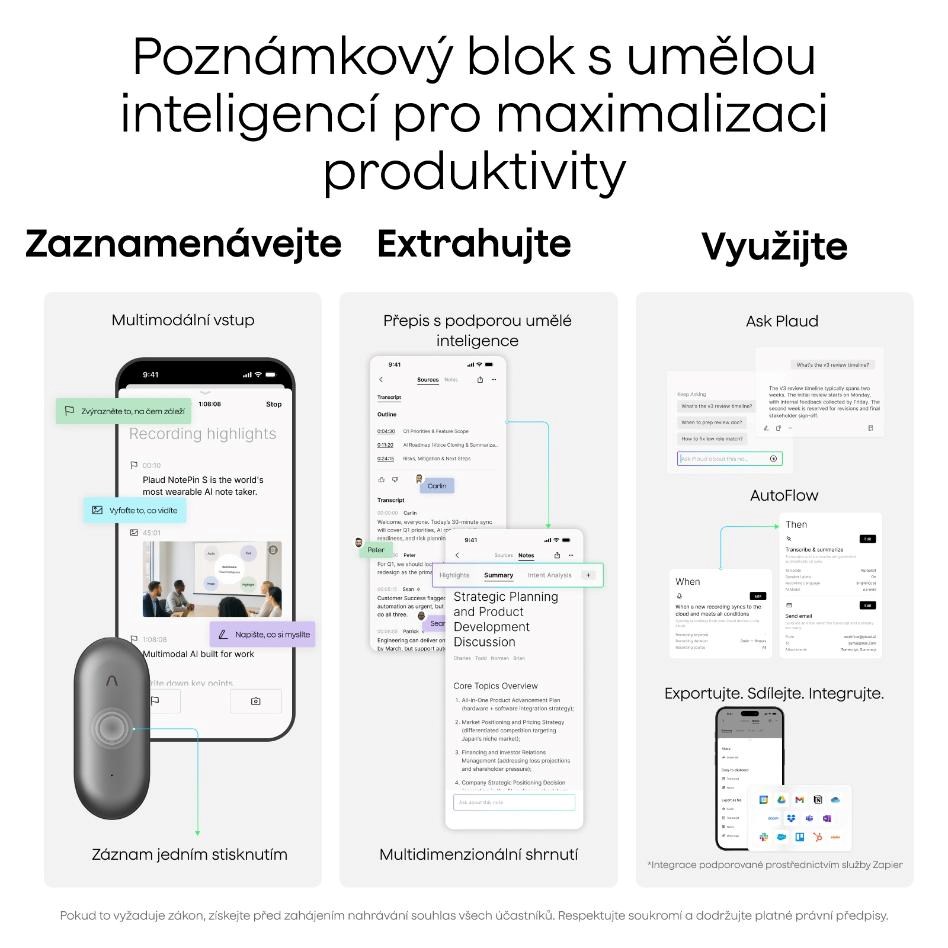 PLAUD Note Pin S Purple - AI hlasový záznamník + náramek a šňůrka na krk1 