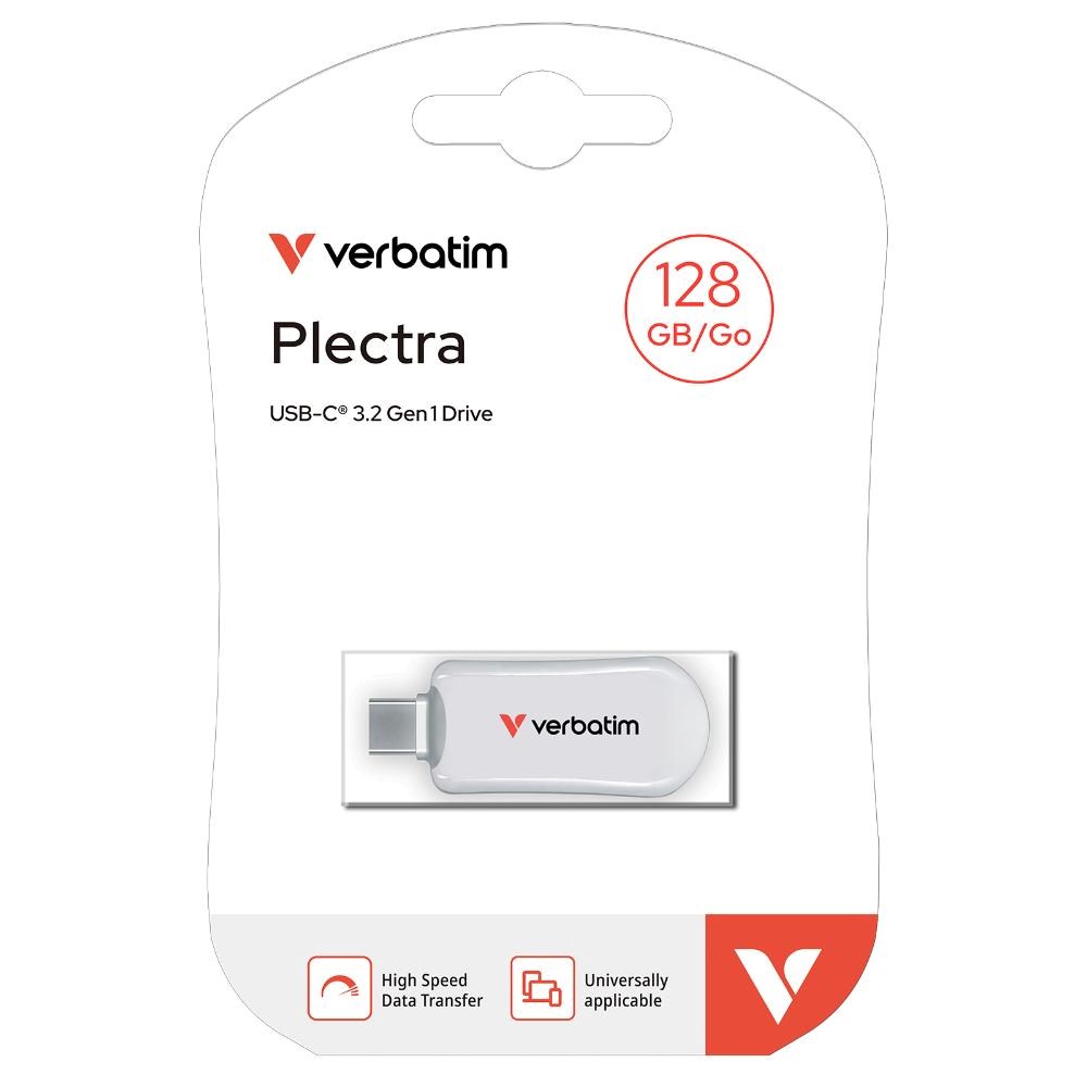 VERBATIM Flash Disk 128GB Plectra USB-C 3.0,  bílá0 