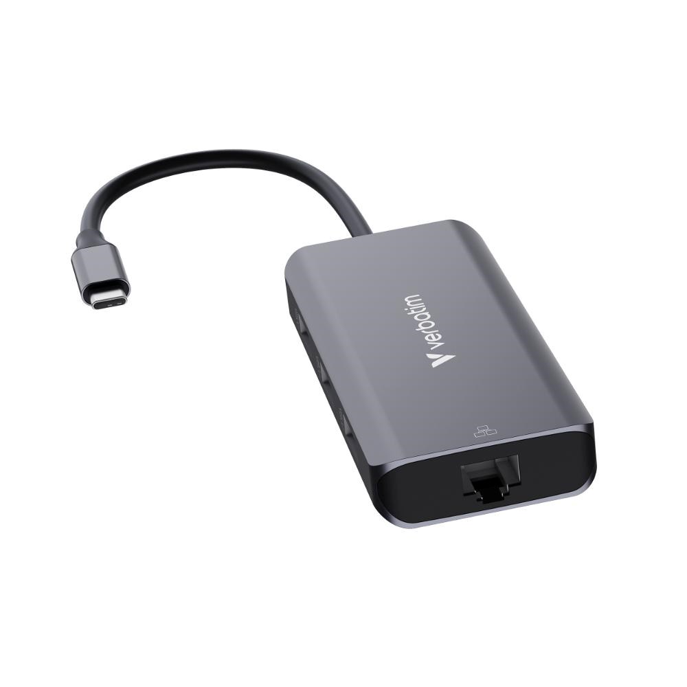 VERBATIM Dokovací stanice USB-C,  6v1,  RJ45,  HDMI,  USB-C PD,  3xUSB 3.0,  šedá0 