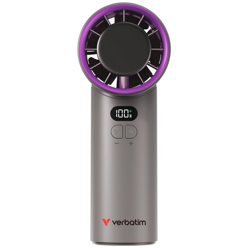 VERBATIM ruční ventilátor Cool "n" Go Ice Touch,  USB-C,  šedá/ fialová1 