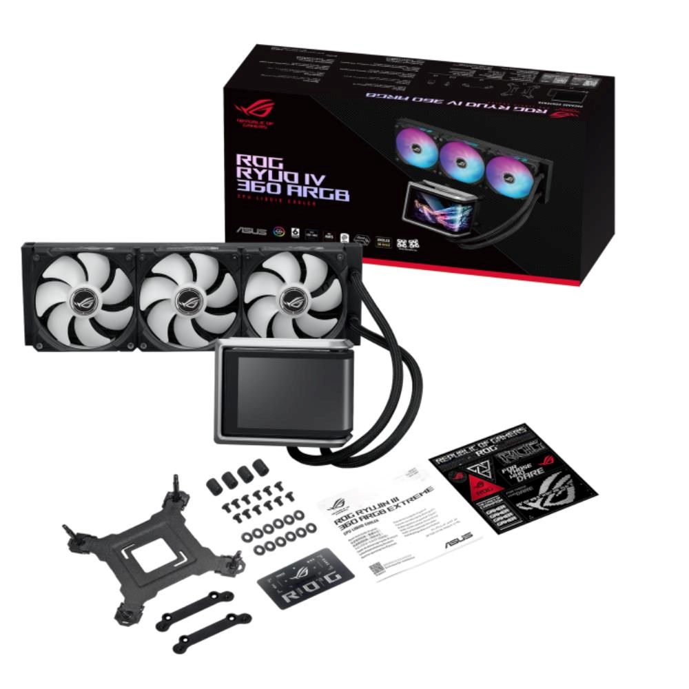 ASUS vodní chladič CPU AIO ROG RYUO IV 360 ARGB,  3x120mm,  LGA1851,  AM5,  černá9 