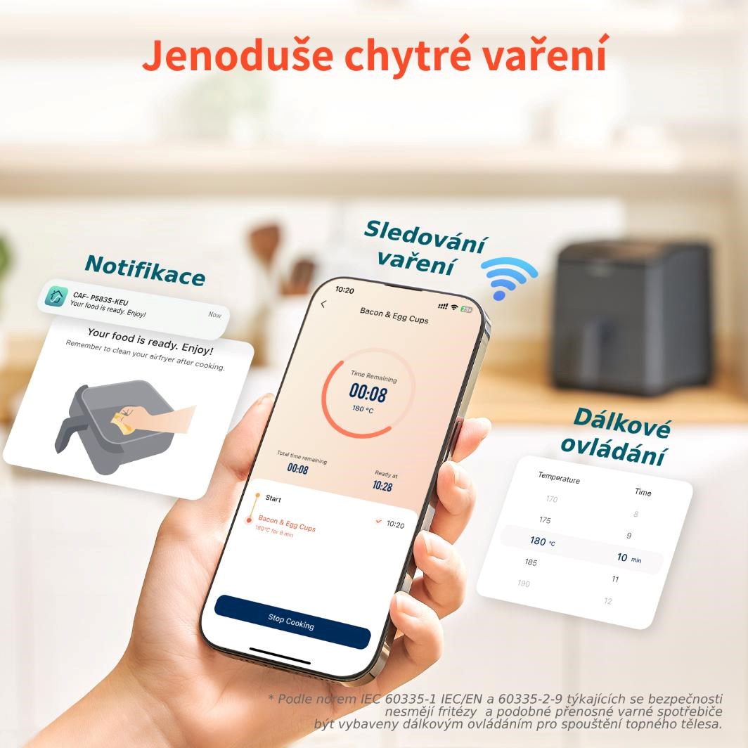 Cosori Dual Blaze 6.4L SMART horkovzdušná  fritéza + 5x špíz a gril. rošt,  černá2 