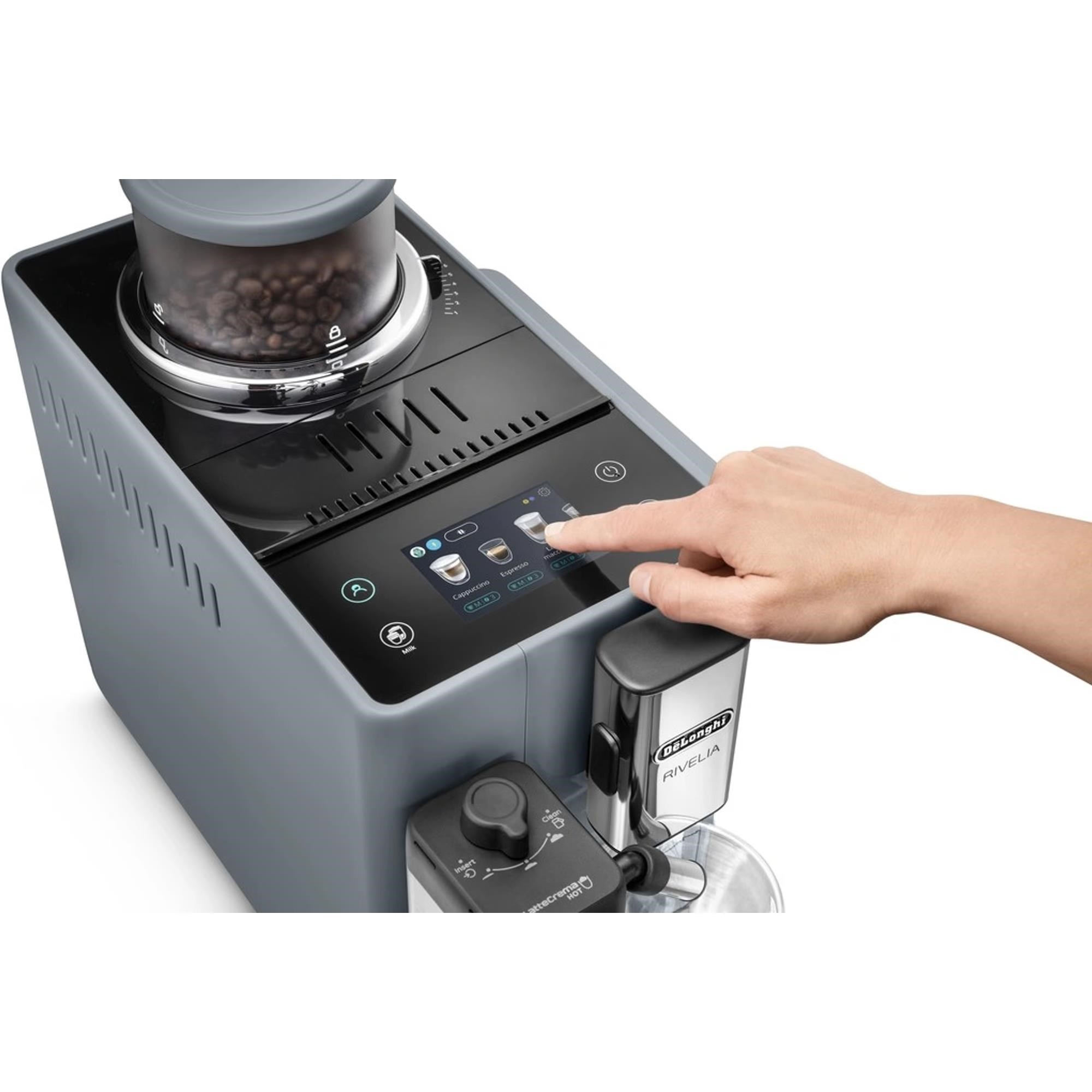 DeLonghi Rivelia EXAM440.55.G,  automatický kávovar šedý,  LatteCrema,  Bean Switch,  Bean Adapt,  16 nápojů2 