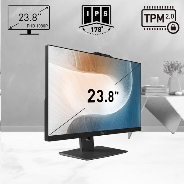 MSI PC AiO Modern AM242P 1M-2088XEU,  Core 5 120U,  23.8 FHD,  Anti-Glare,  Non-Touch,  16GB,  512GB SSD,  N/ A,  No OS,  Black7 