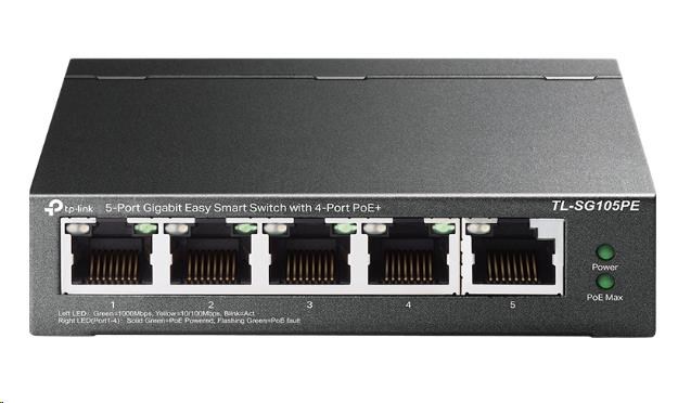TP-Link Easy Smart switch TL-SG105PE (5xGbE,  4xPoE+,  65W,  fanless)2 