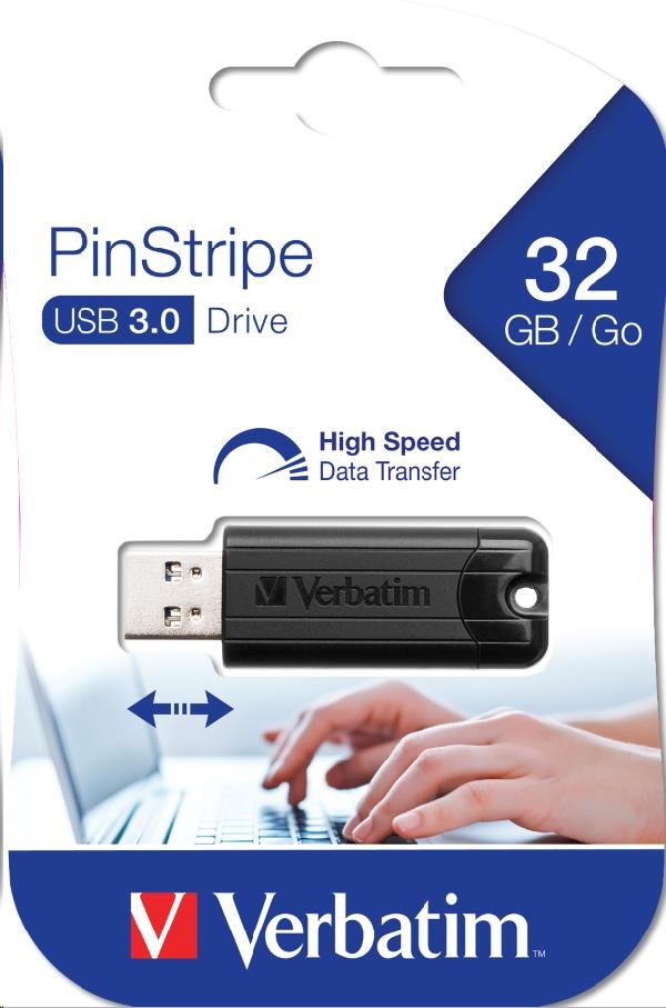 VERBATIM Flash Disk PinStripe USB 3.0,  32 GB - čierna1 