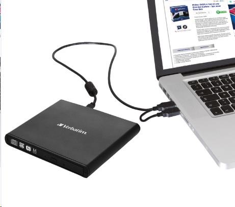 VERBATIM externí mechanika DVD-RW Rewriter USB 2.0 Black + NERO2 