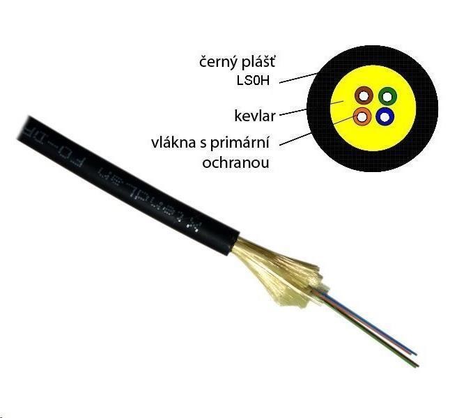 Optický kabel XtendLan DROP FTTx,  8x 9/ 125 SM,  G.657A,  LS0H,  černý,  cívka 1km0 