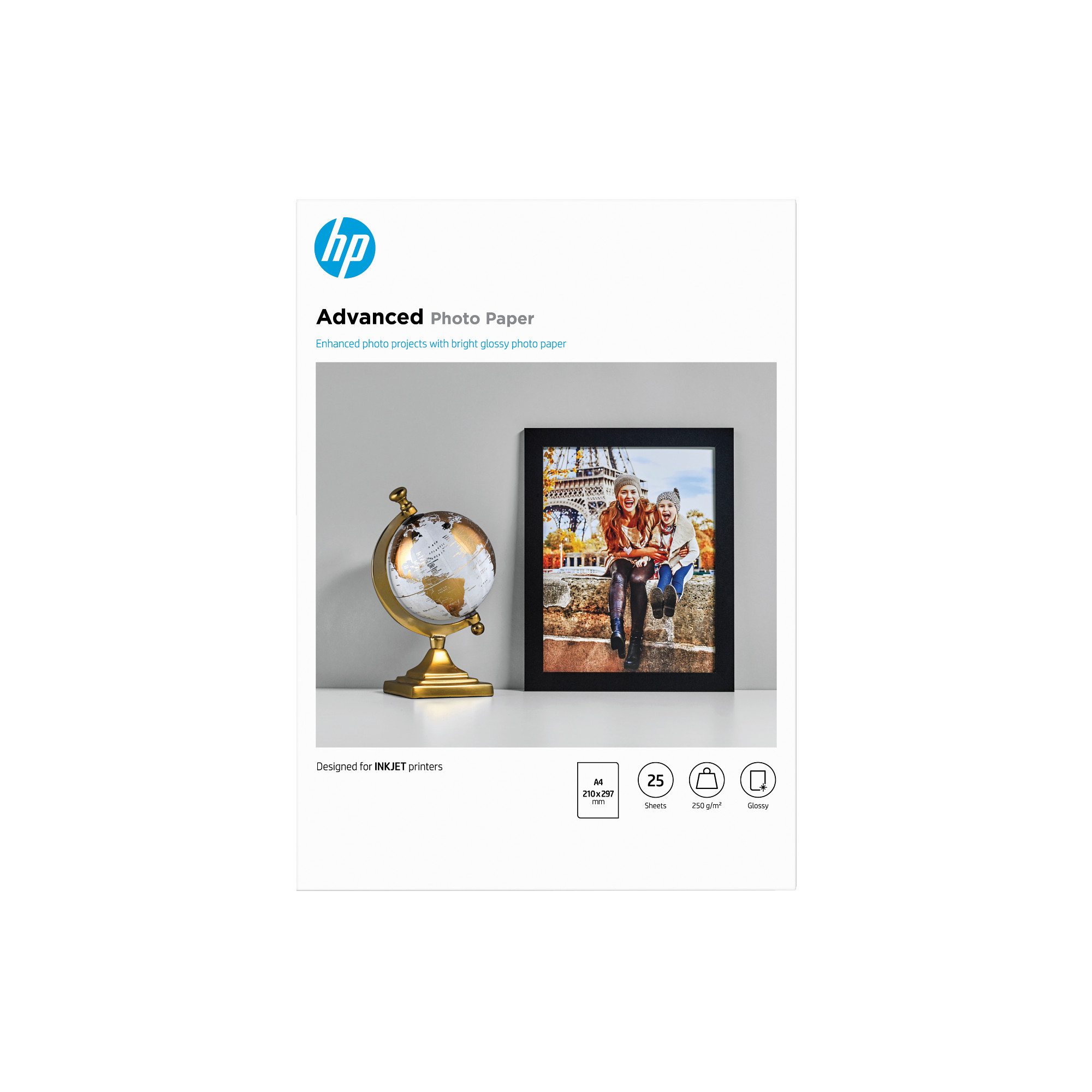 HP Advanced Glossy Photo Paper-25 sht/ A4/ 210 x 297 mm,  250 g/ m2,  Q5456A0 