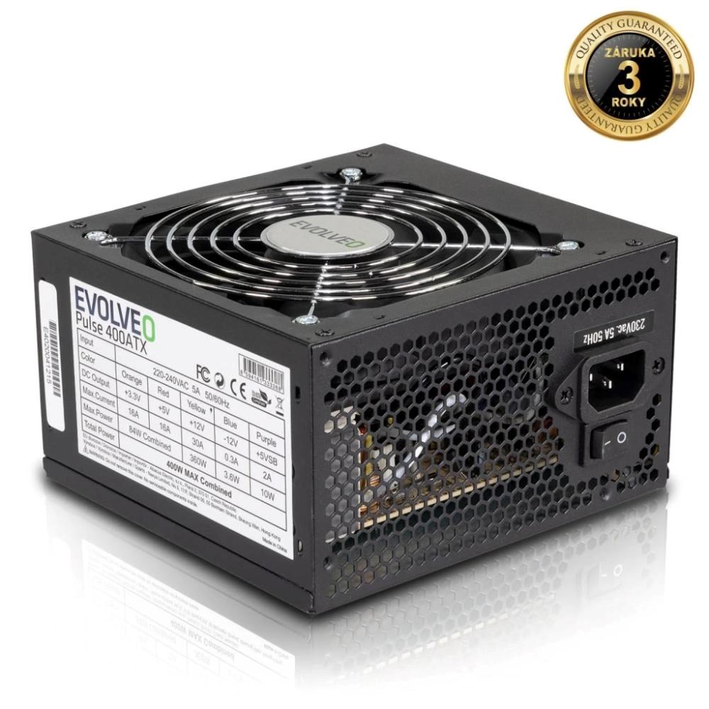EVOLVEO Pulse 400ATX,  zdroj 400W,  ATX,  tichý,  bulk,  záruka 3 roky,  černý0 