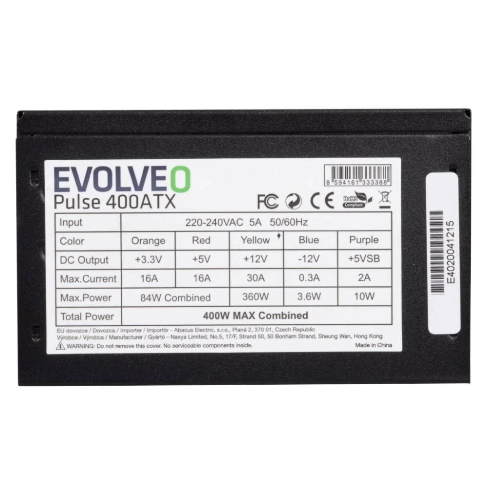 EVOLVEO Pulse 400ATX,  zdroj 400W,  ATX,  tichý,  bulk,  záruka 3 roky,  černý2 
