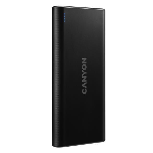 Canyon PB-106, Powerbank, Li-Pol, 10.000 mAh, Vstup: 1x Micro-USB, 1x USB-C, Výstup: 2x USB-A, čierna3